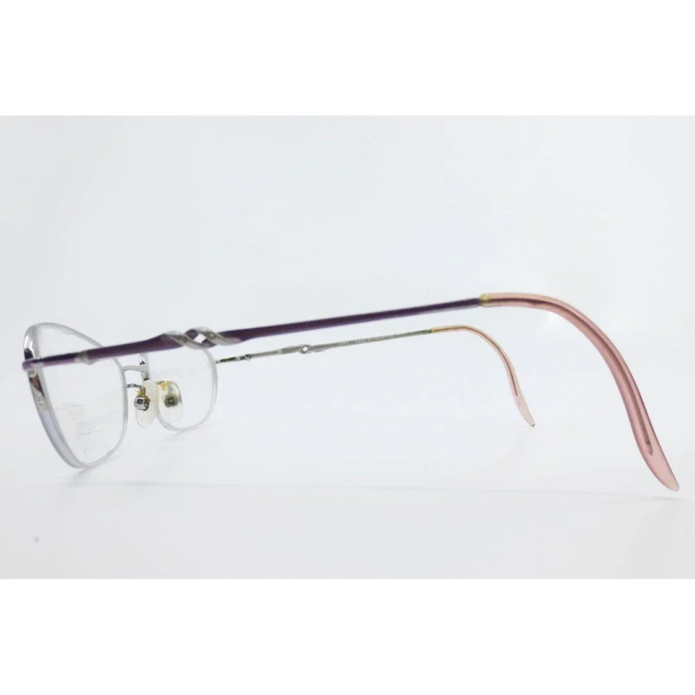 L'Amy L Accent 306 Eyeglasses Purple Silver Oval Semi-Rimless Frames France
